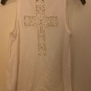 Express White Lace Detail Tank Top